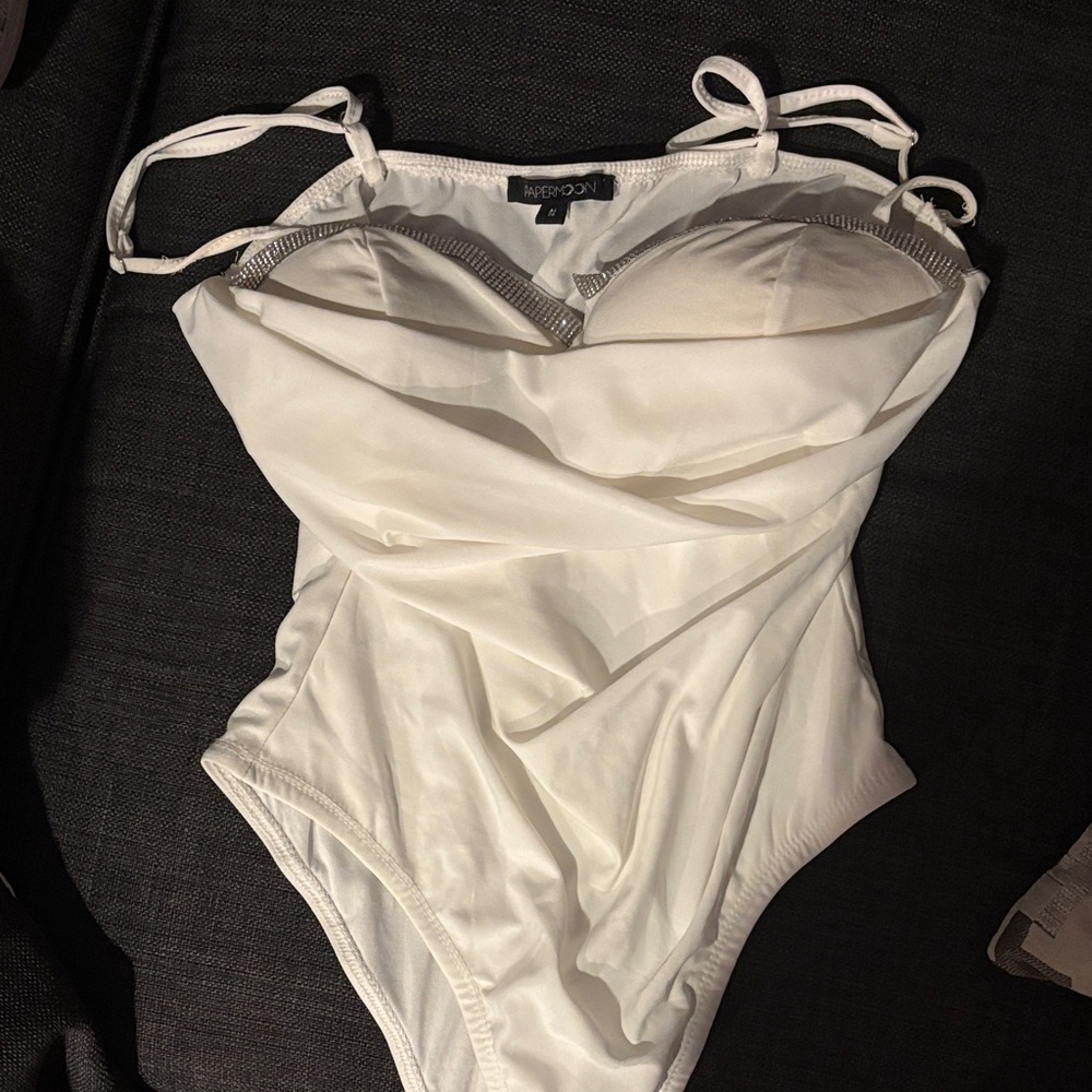 White Rhinestone Bodysuit